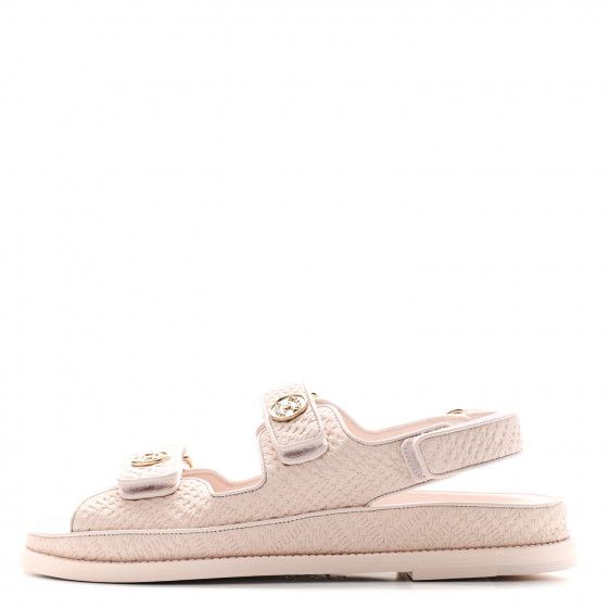 CHANEL Calfskin Printed Velcro Dad Sandals 38.5 Pink | FASHIONPHILE | Fashionphile