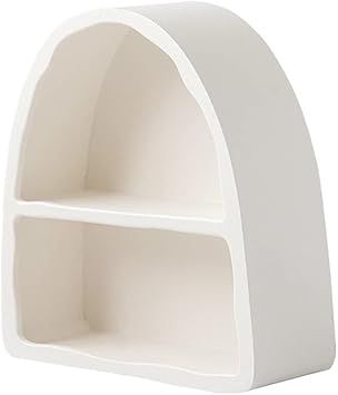 BOOMLATU 2 Tier White Floating Shelves for Wall,15.1" Arched Bathroom Shelves Wall Mounted for Li... | Amazon (US)