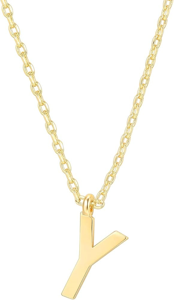 PAVOI 14K Gold Plated Initial Necklace | Letter Necklaces for Women | Amazon (US)