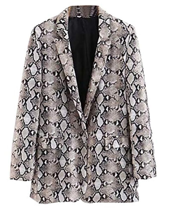 Suncolor8 Women's Snake Print One-Button Long Sleeve Casual Loose Dress Blazer Jacket | Amazon (US)