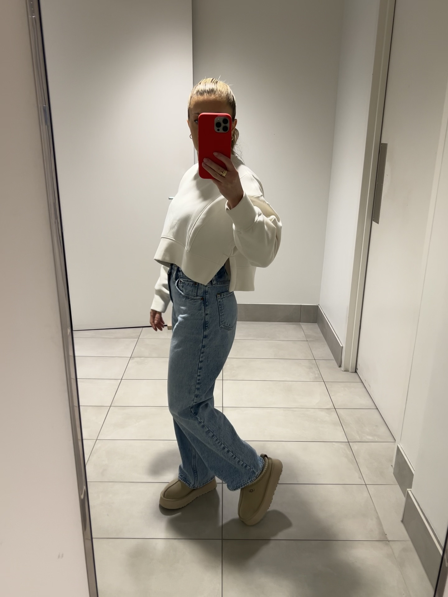 Work OOTD 3.15.2024

Cropped sweatshirt and baggy jeans - Abercrombie
Shirt crew socks and mini hoop earrings - Amazon 
Shoes - Ugg Tazz slip ons
Slick back hair - dae styling cream

#LTKstyletip #LTKsalealert #LTKworkwear