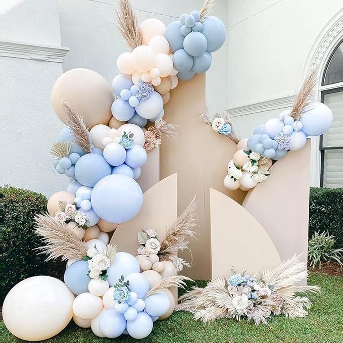 Baby Blue Balloons Garland Kit Pastel Light Arch Different Sizes Baby Shower Birthday | Amazon (US)