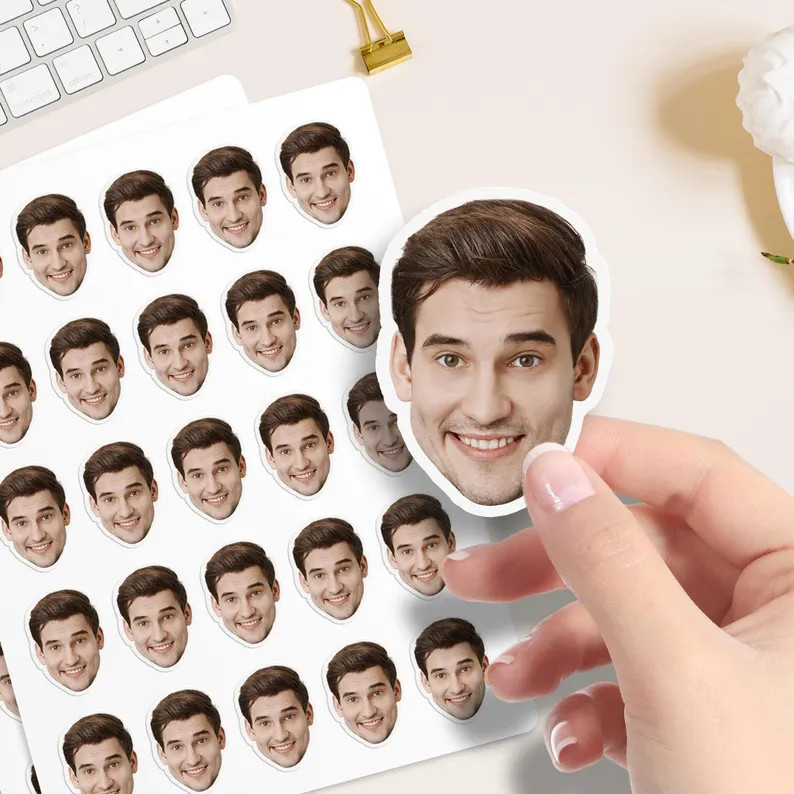 Custom Face Stickers | Personalized Die Cut Waterproof Photo Stickers for Parties & Events | Etsy (Global)