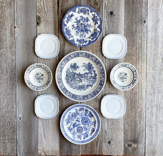Instant Wall Plate Collection of Blue and White Plates Set of - Etsy | Etsy (US)