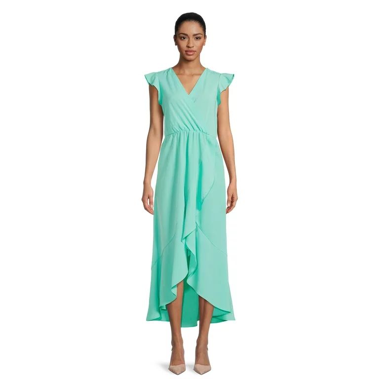 Nine.Eight Women’s Flutter Sleeve Faux Wrap Maxi Dress | Walmart (US)