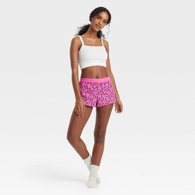 Women's Daisy Print Foldover Waistband Boxer Sleep Shorts - Colsie™ Purple | Target
