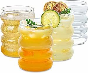 INSETLAN Creative Glass Cups Cute Vintage Drinking Glasses of 4 Set, 12 oz Entertainment Dinnerwa... | Amazon (US)