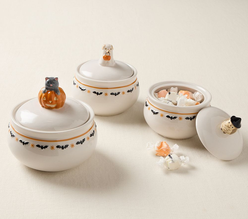 Riley Sheehey Halloween Ceramic Jars, Set of 3 | Pottery Barn Kids