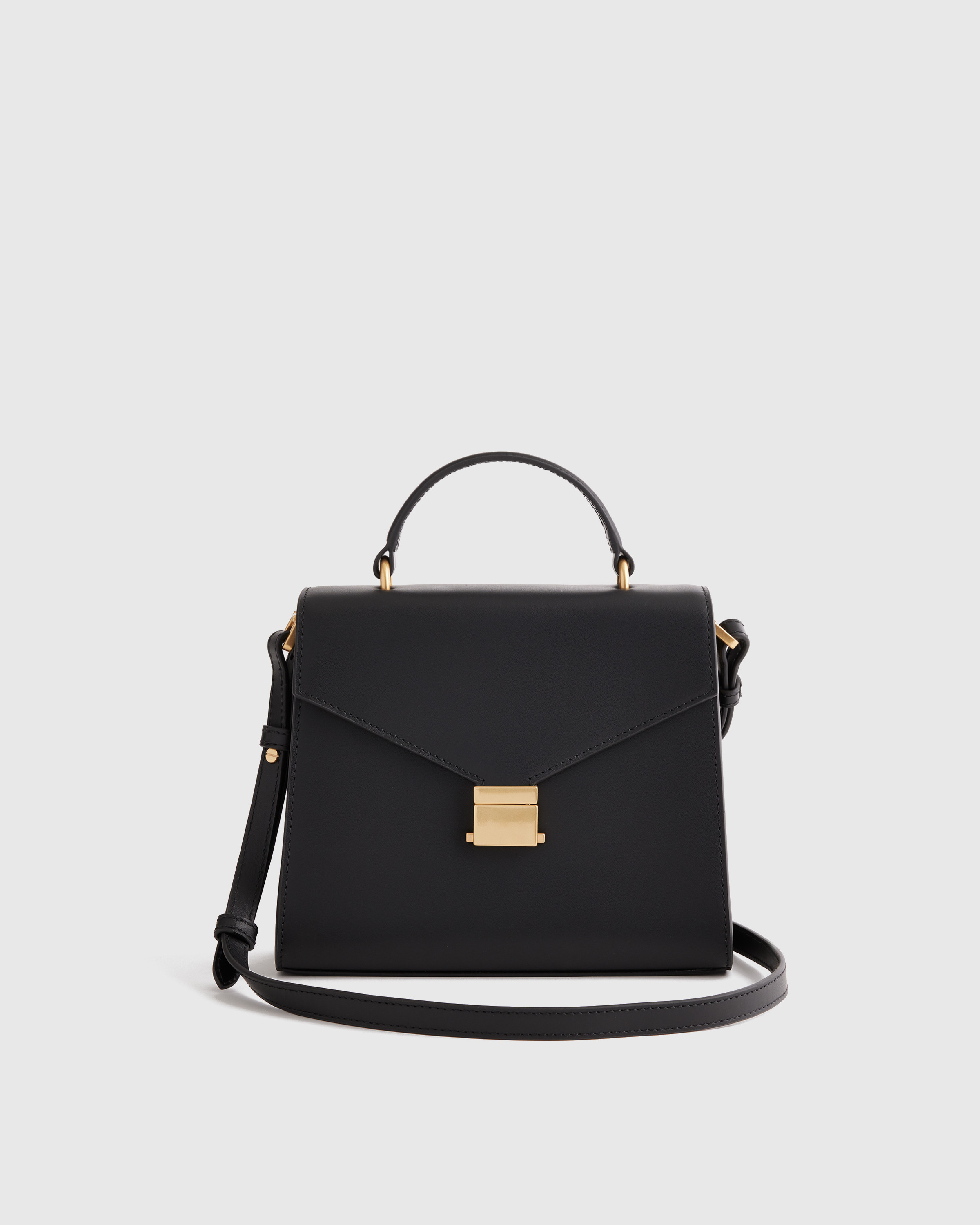 Quince | Women's Italian Leather Top Handle Crossbody Satchel in Black | Quince