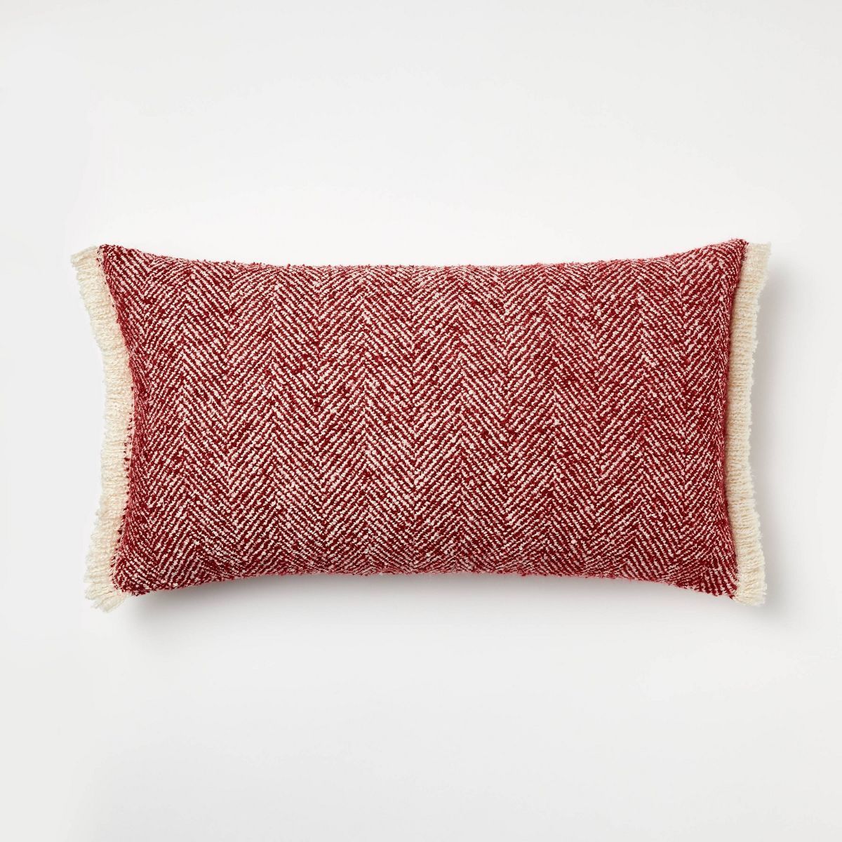 Oversized Herringbone with Frayed Edges Lumbar Throw Pillow Red - Threshold™ designed with Stud... | Target