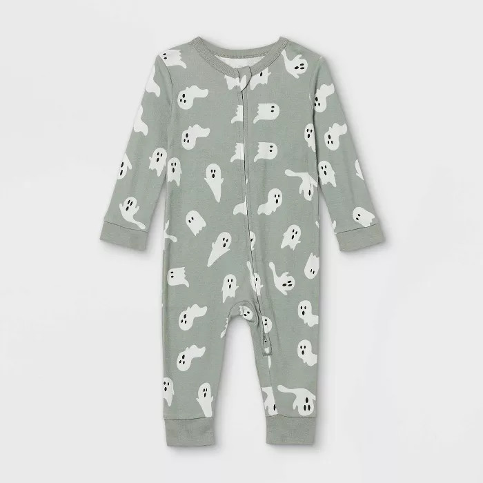 Baby Halloween Ghost Print Matching Family Union Suit - Gray | Target