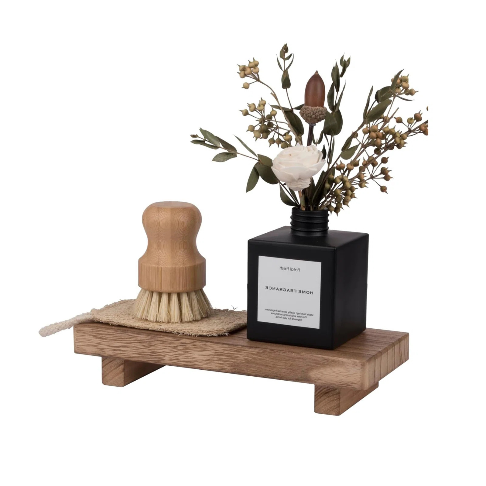 Wood Tray Pedestal Stand ,Farmhouse Bathroom Decor for Vanity, Counter, Sink, Brown | Wayfair North America