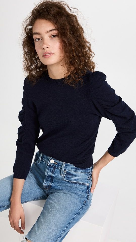 Shirred Sleeve Cashmere Sweater | Shopbop