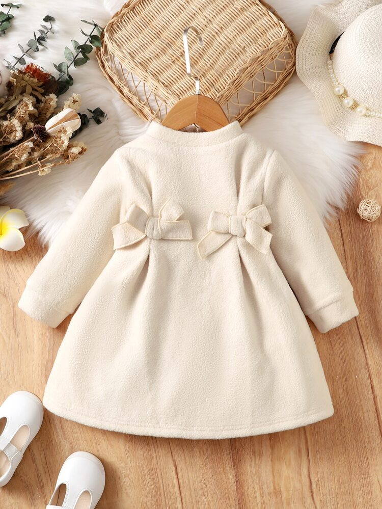 Baby Bow Front Mock Neck Keyhole Back Dress | SHEIN