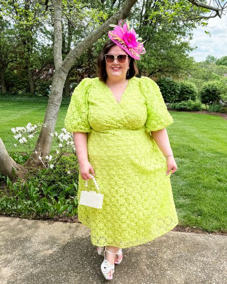 Plus size Kentucky derby outfit in bright lime green and pink  

#LTKover40 #LTKplussize