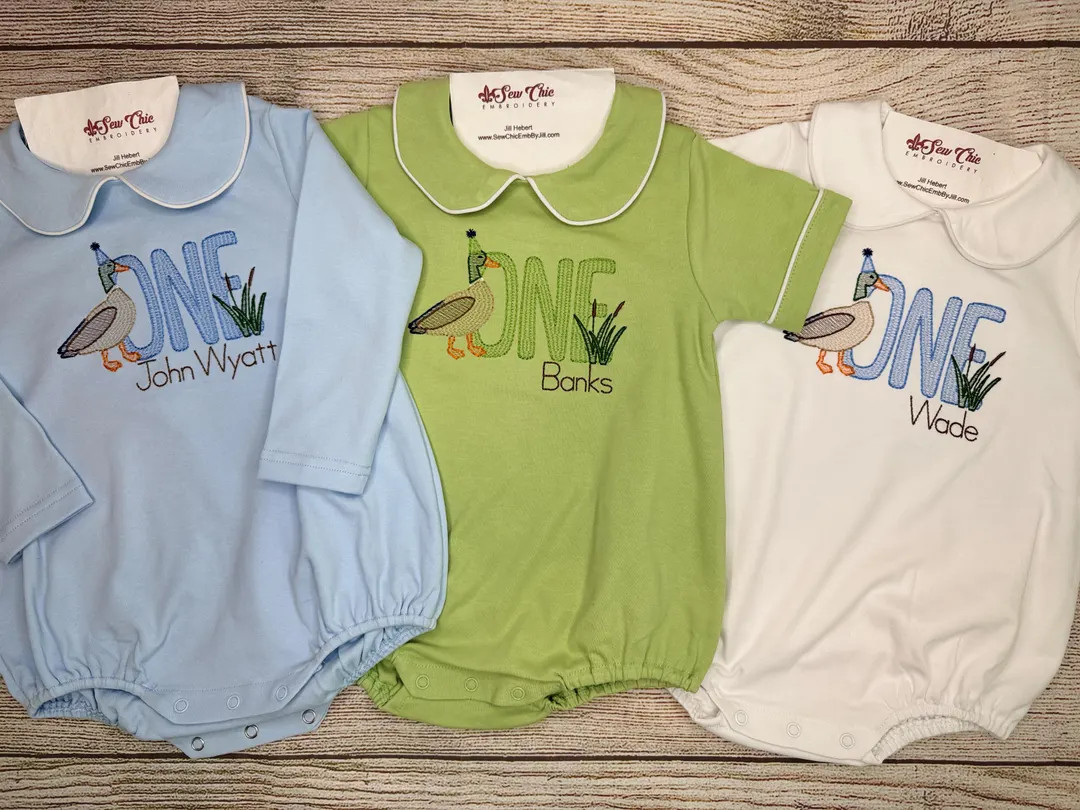 Baby Boy Duck 1st Birthday Bubble or Shirt and Short Set, Mallard Duck, Embroidery, Short Sleeve ... | Etsy (US)