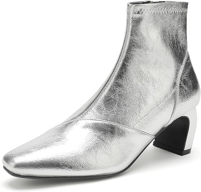 MixATB Women's Rave Holographic Ankle Boots, Gold Silver Shoes Boots for Women | Amazon (US)