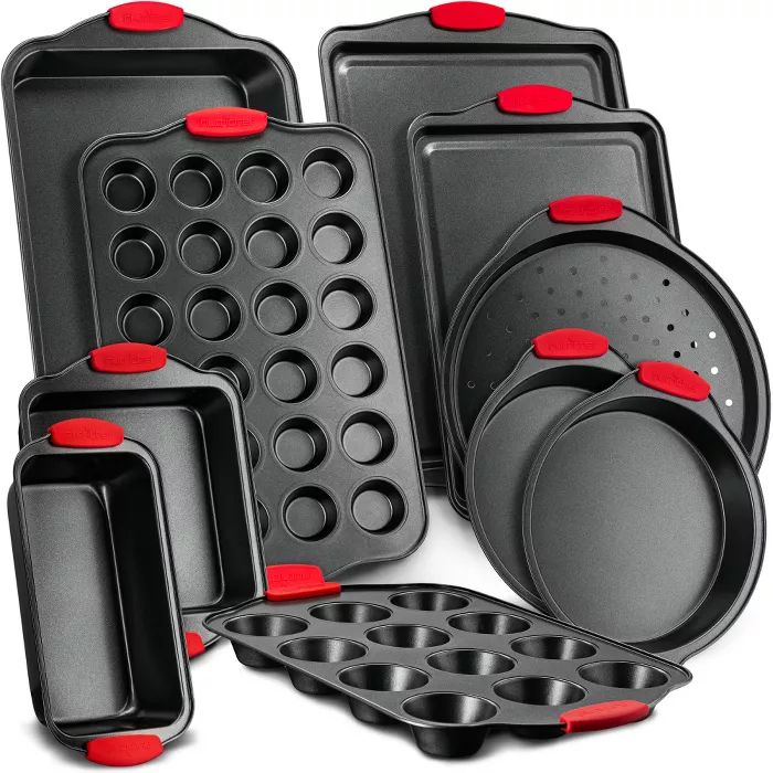 NutriChef Kitchen Oven Non Stick Gray Coating Carbon Steel 10 Piece Bakeware Set with Heat Resist... | Target