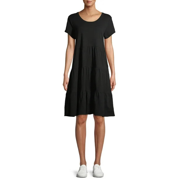 Time and Tru Women's Flutter Tiered Dress | Walmart (US)