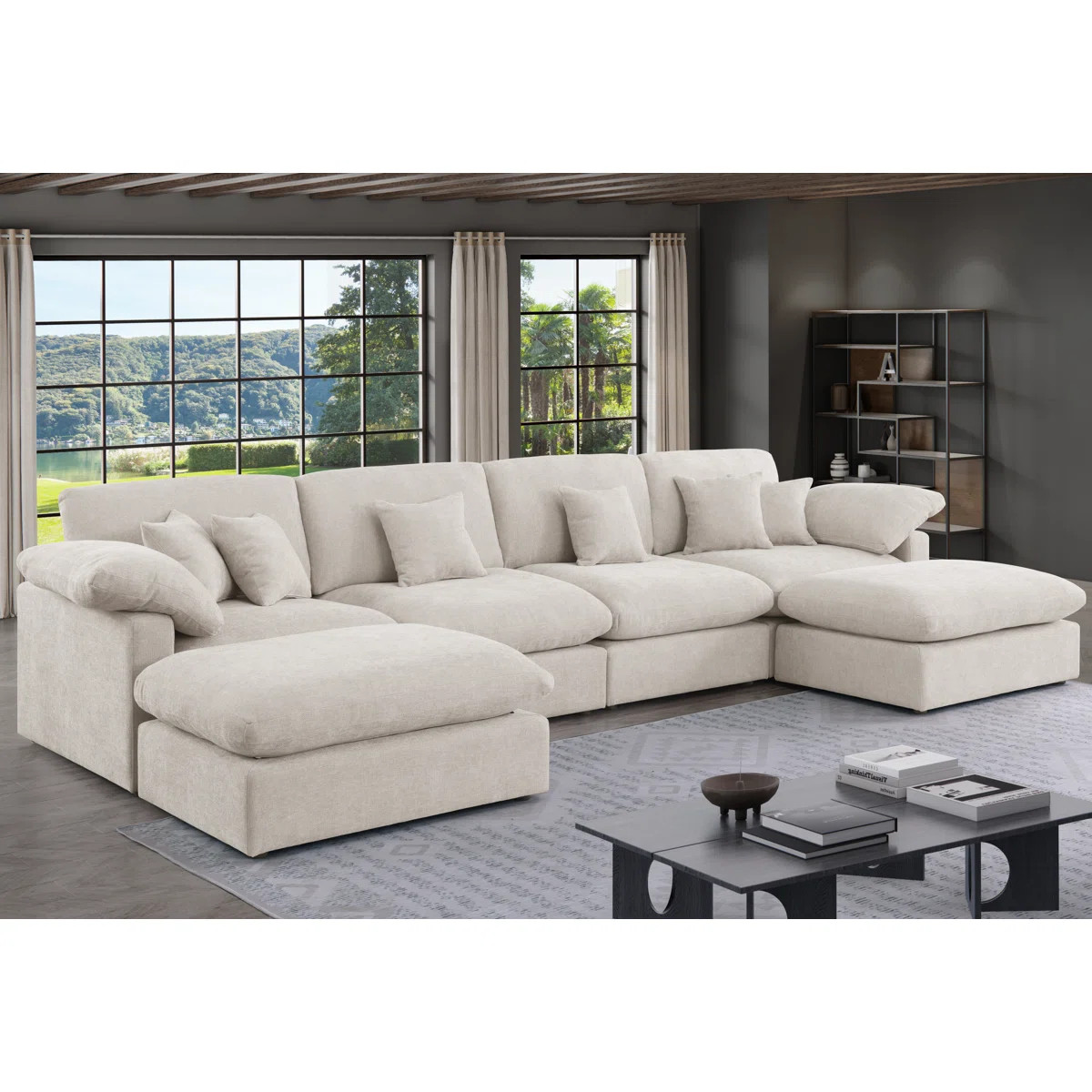 6 - Piece 155.7" U Shape Sectional Sofa Cloud Couch With Removable Ottomans | Wayfair North America