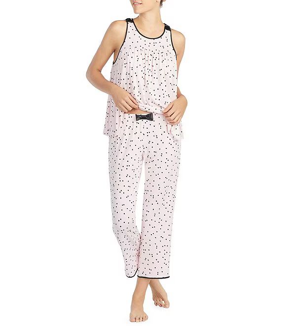 Dot Print Jersey Cropped Coordinating Pajama Set | Dillard's