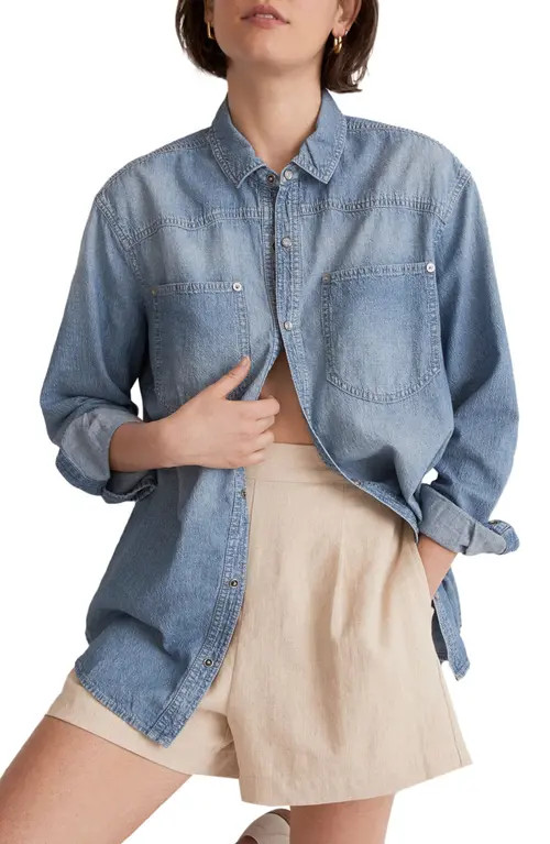 Madewell Western Denim Shirt in Connett Wash at Nordstrom, Size Medium | Nordstrom