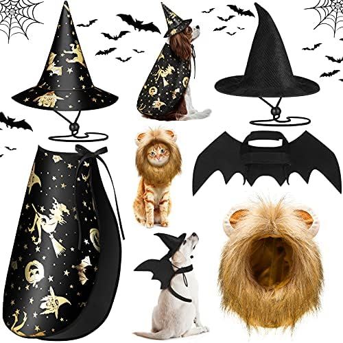 Frienda 5 Pieces Halloween Pet Costume Set Include Cat Lion Mane Costume Pet Cape Vampire Cloak P... | Amazon (US)