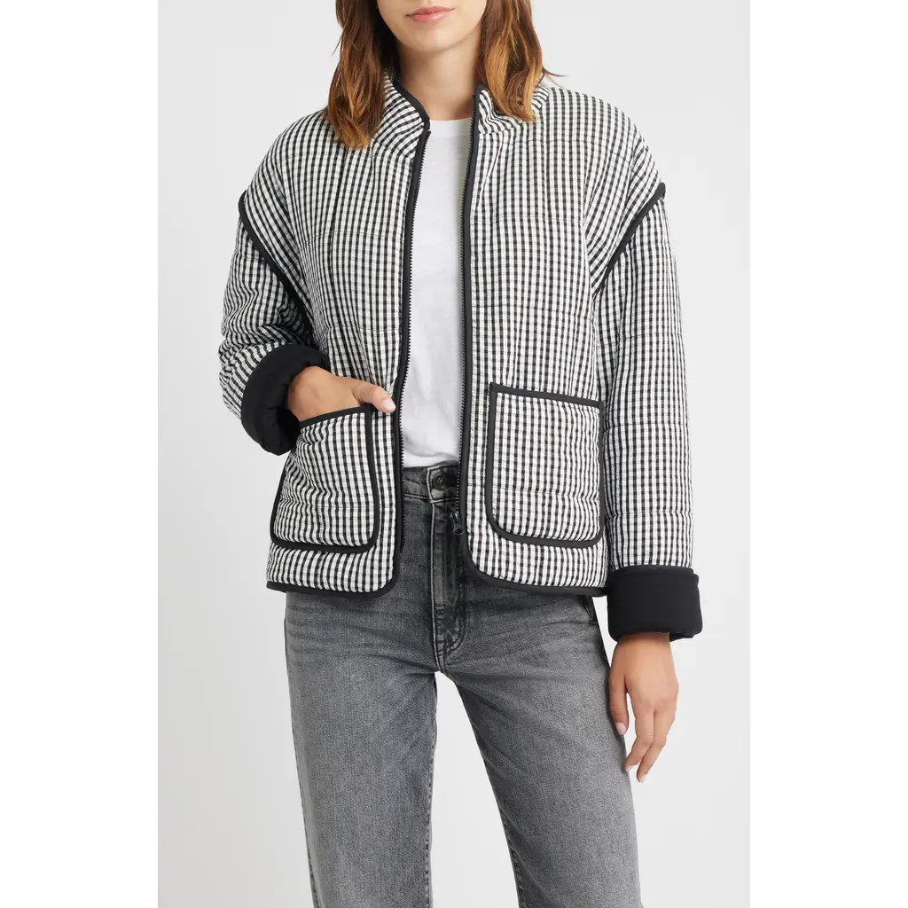 Thread & Supply Quilted Jacket in Black White Gingham at Nordstrom Rack, Size Medium | Nordstrom Rack