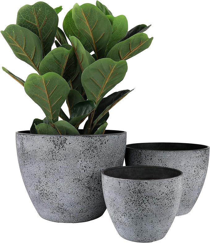 LA JOLIE MUSE Outdoor Planters Pots for Plants Set of 3 - Tree Flower Plant Pots, Plant Container... | Amazon (US)