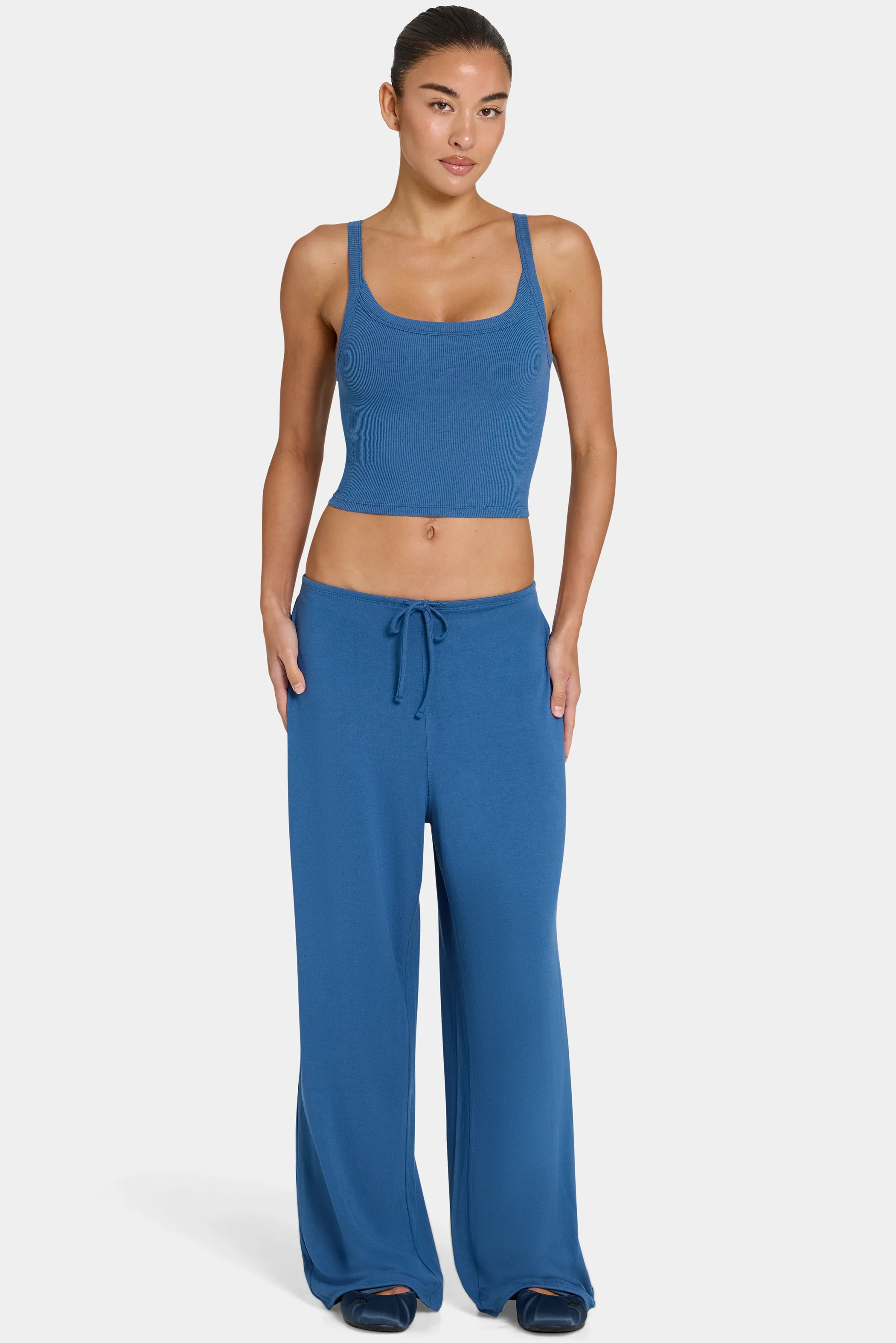 ButterCloud\u2122 Tie-Waist Wide-Leg Trousers in Marine | Bo+Tee | Oh Polly