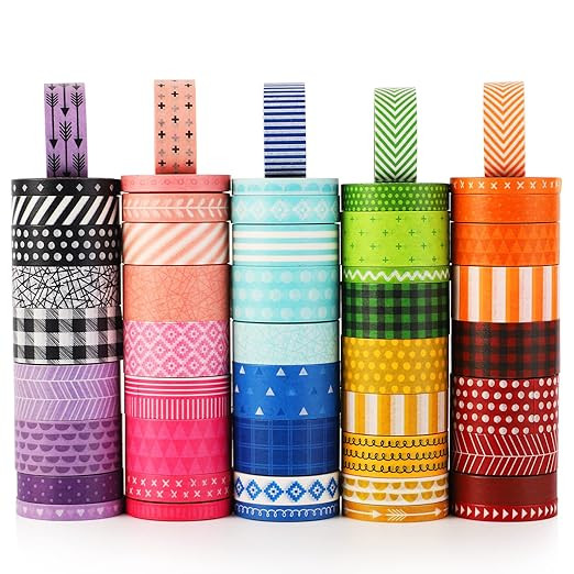 50 Rolls Washi Tape Set, Decorative Adhesive Tape for Scrapbook, Arts & Crafts, Journals, and Pla... | Amazon (US)