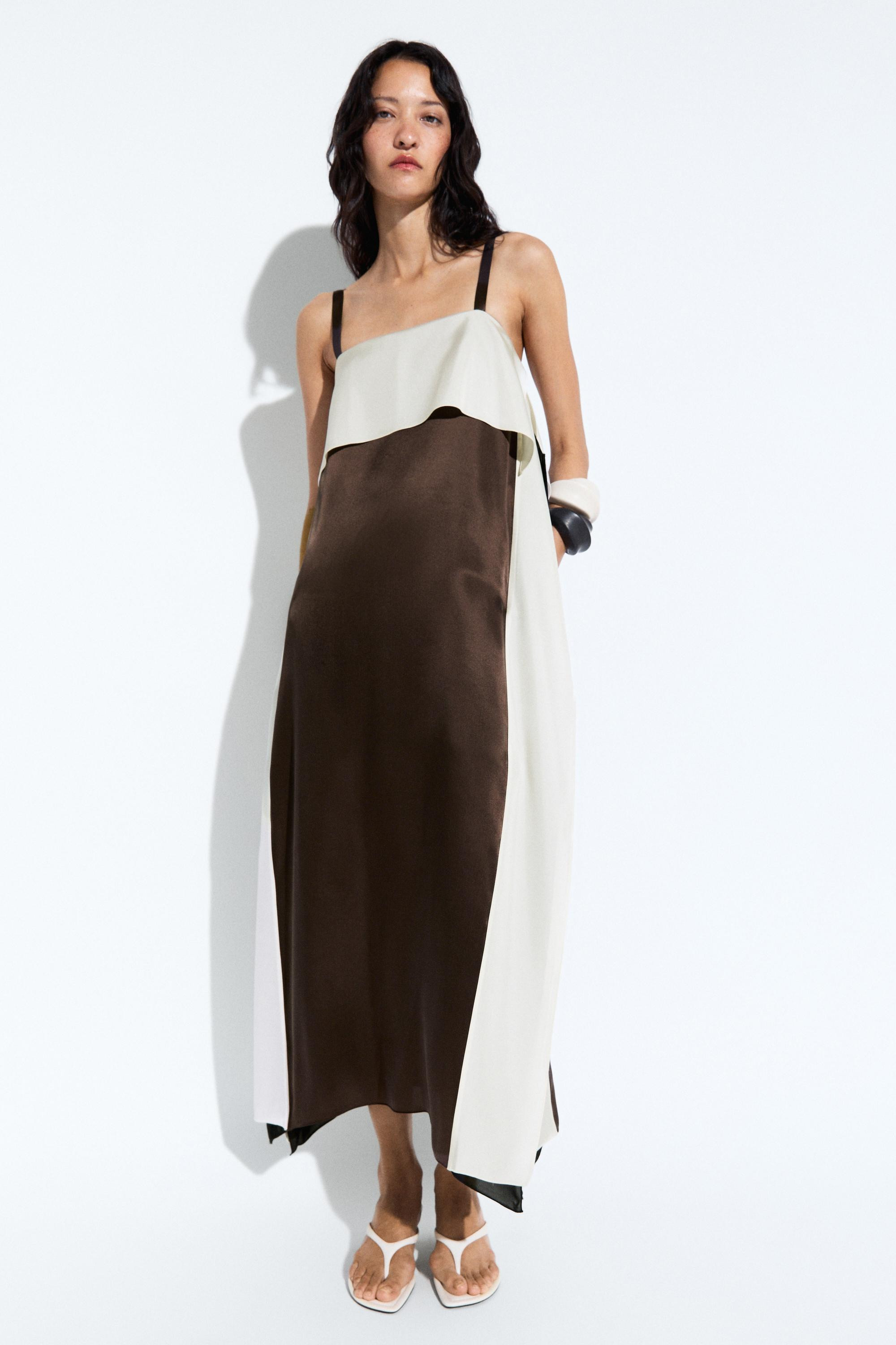 Flowing color-block midi dress | Massimo Dutti UK