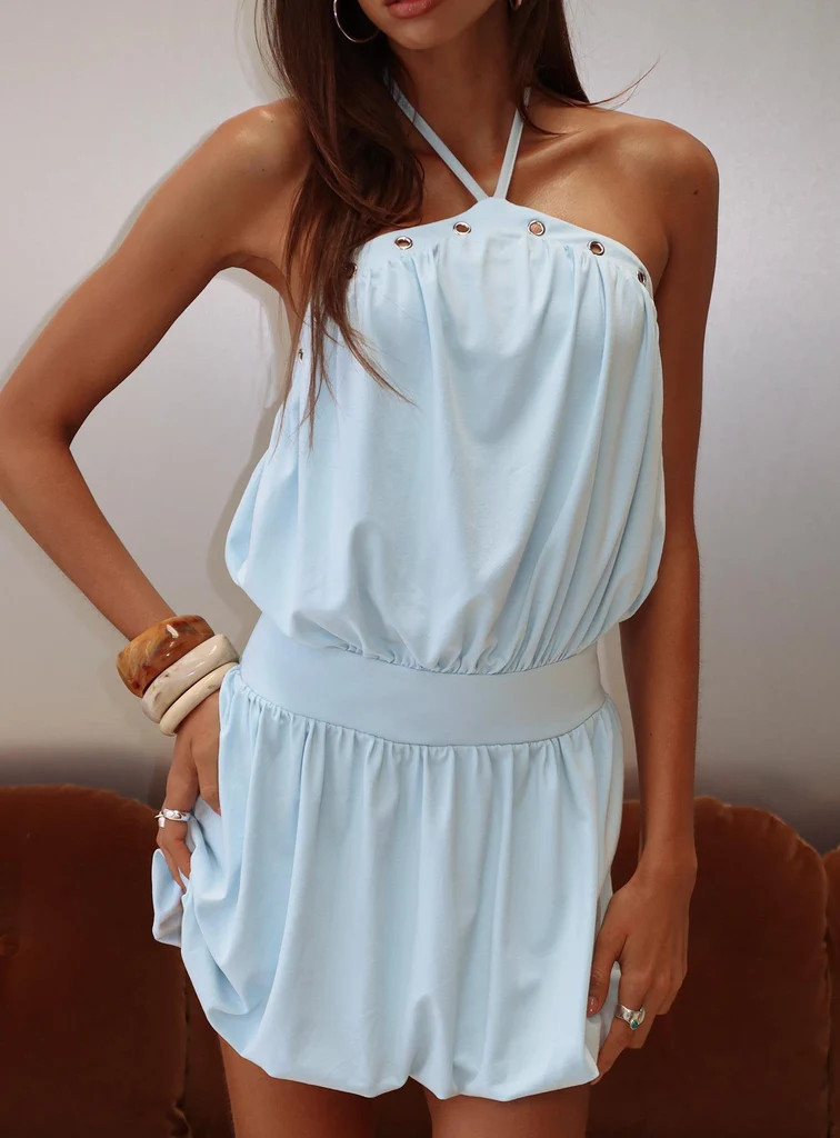 Sunnee Eyelet Detail Playsuit Icy Blue | Princess Polly AU