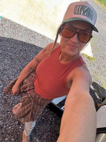 Linked a similar hat & sweats for ya
Did my true size In sandals
My tank is AmalliTalli (true size) & can be found on their site

#LTKfindsunder50 #LTKfindsunder100 #LTKstyletip