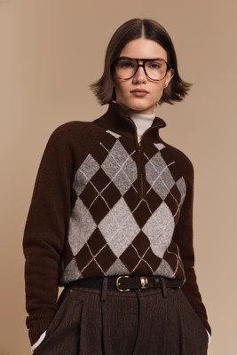 Oakmont Quarter Zip Knit (Chocolate) | Holland Cooper