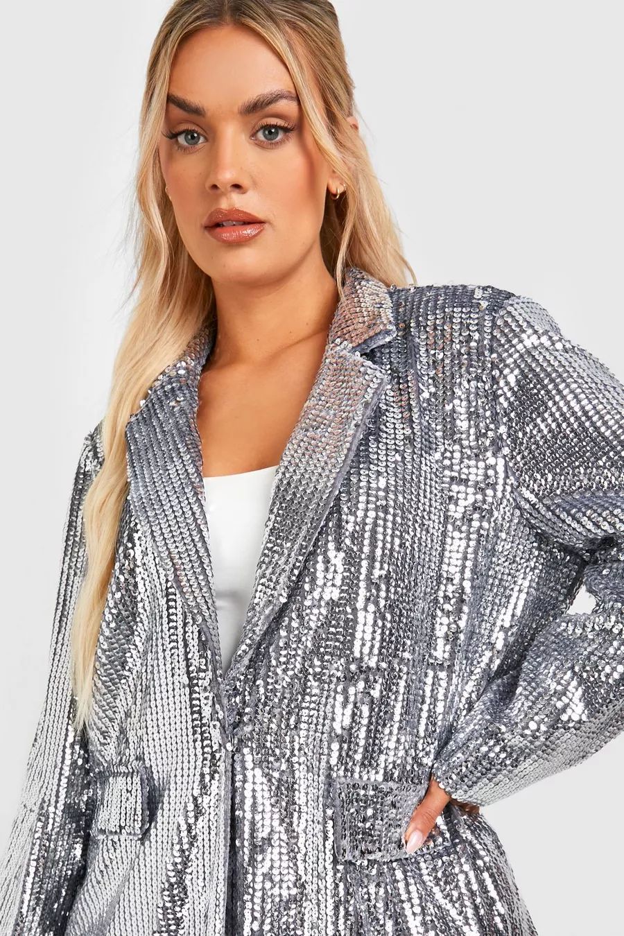 Plus Sequin Relaxed Fit Tailored Blazer | Boohoo.com (US & CA)