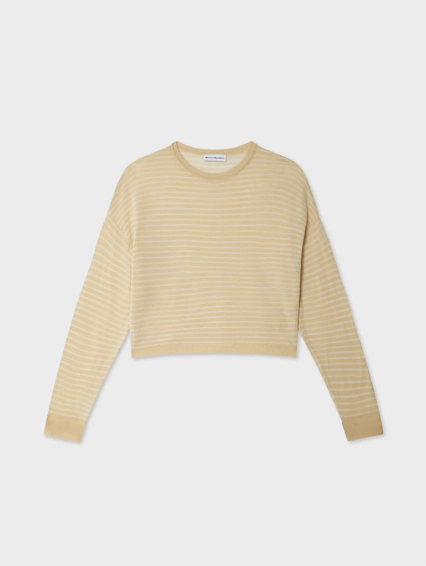 Superfine Cashmere Striped Sweatshirt | White and Warren