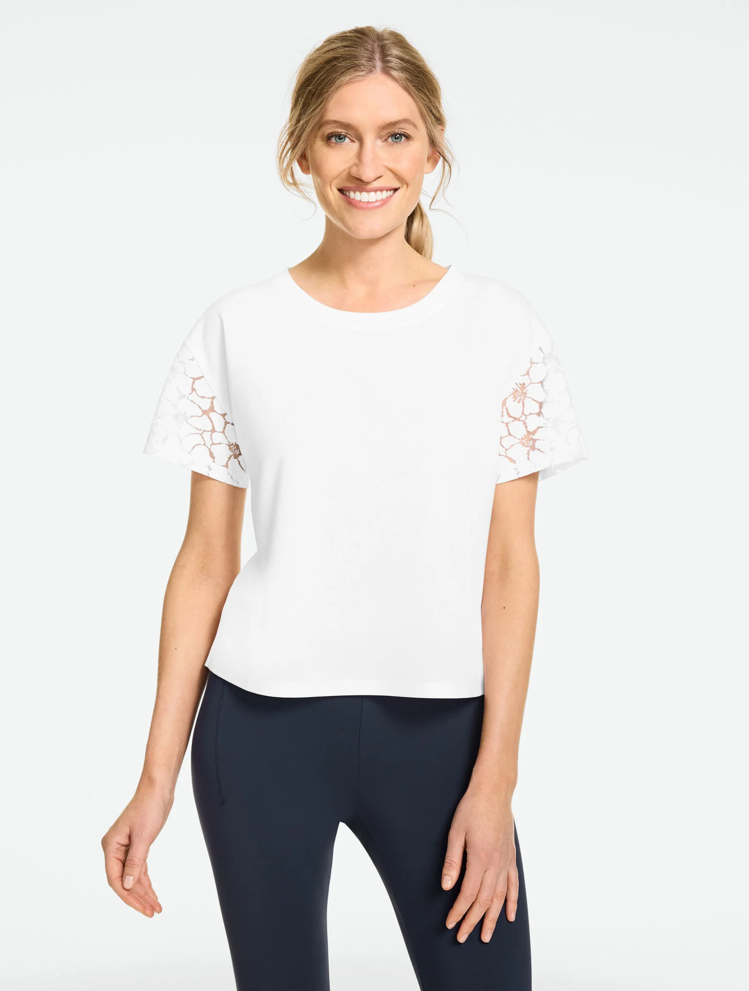 Burnout Jersey Boxy Crewneck Tee - Floral | Talbots