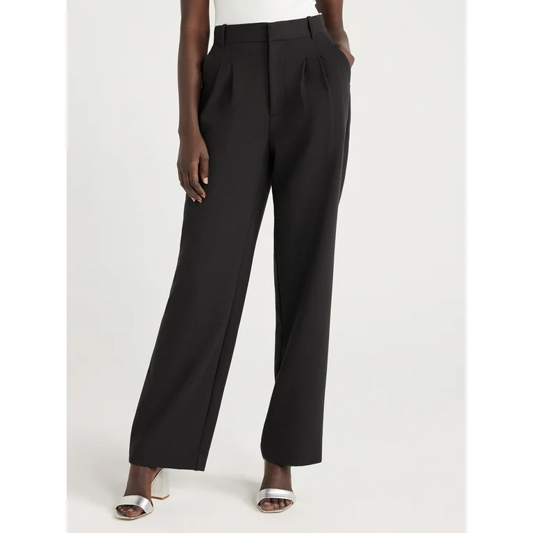 Free Assembly Women’s High Rise Wide Leg Pleated Pants, 32” Inseam, Sizes 0-20 | Walmart (US)