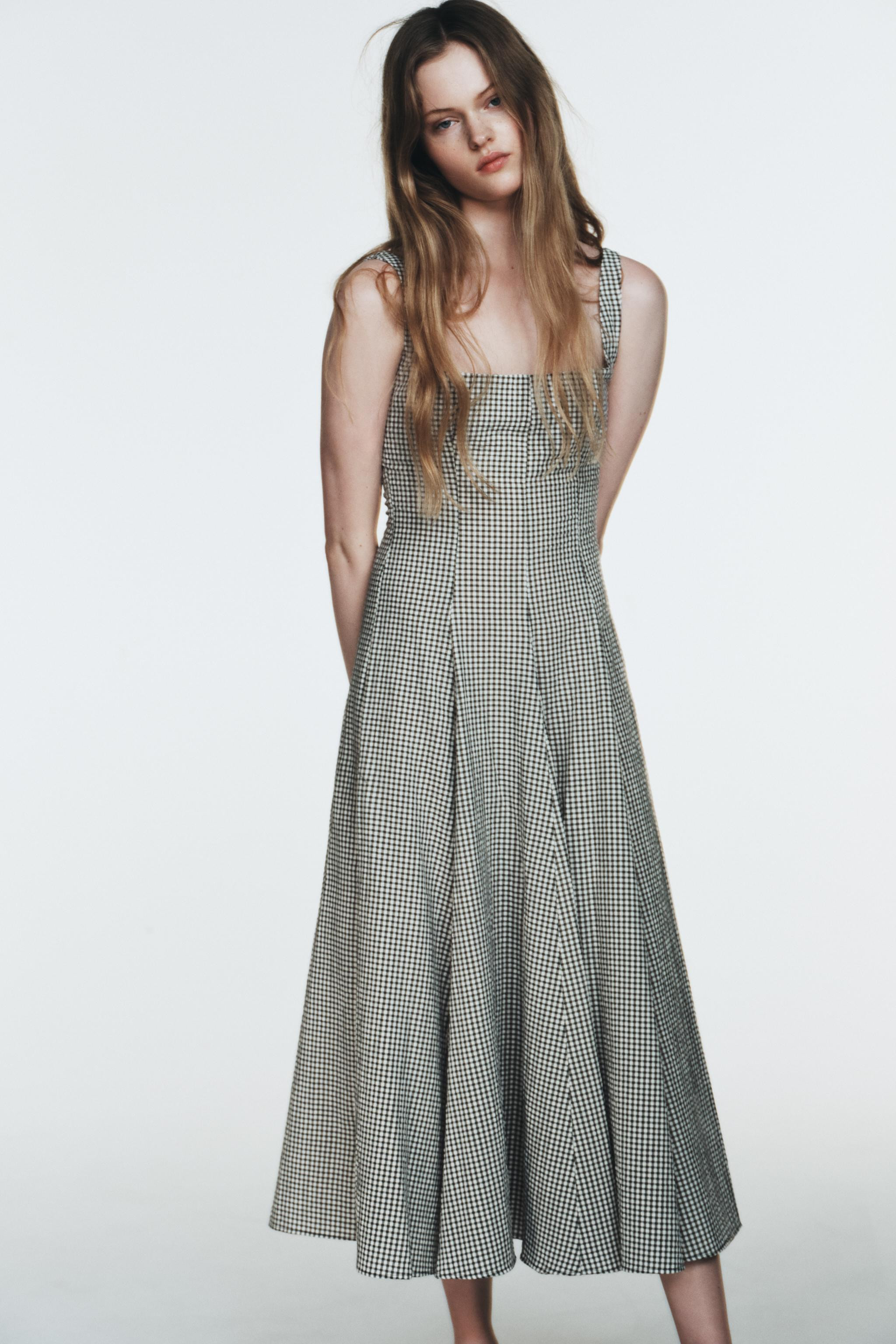 GINGHAM MIDI DRESS | Zara US