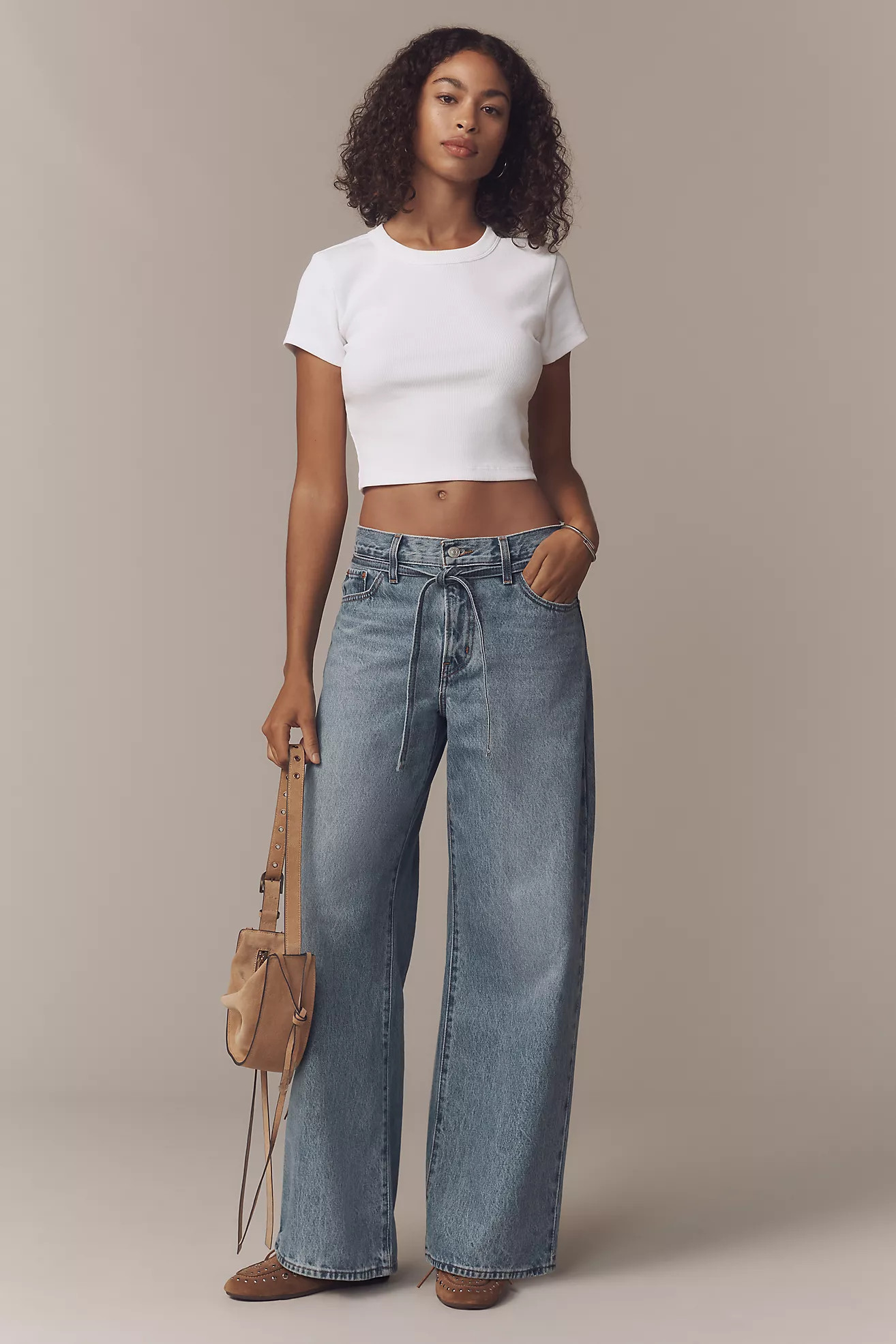 Levis XL Straight Mid-Rise Wide-Leg Tie-Waist Jeans | Anthropologie (US)