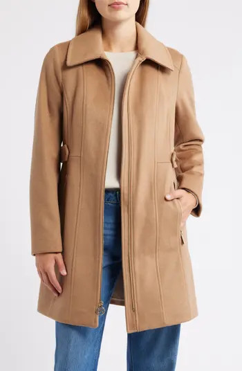 Front Zip Wool Blend Coat | Nordstrom