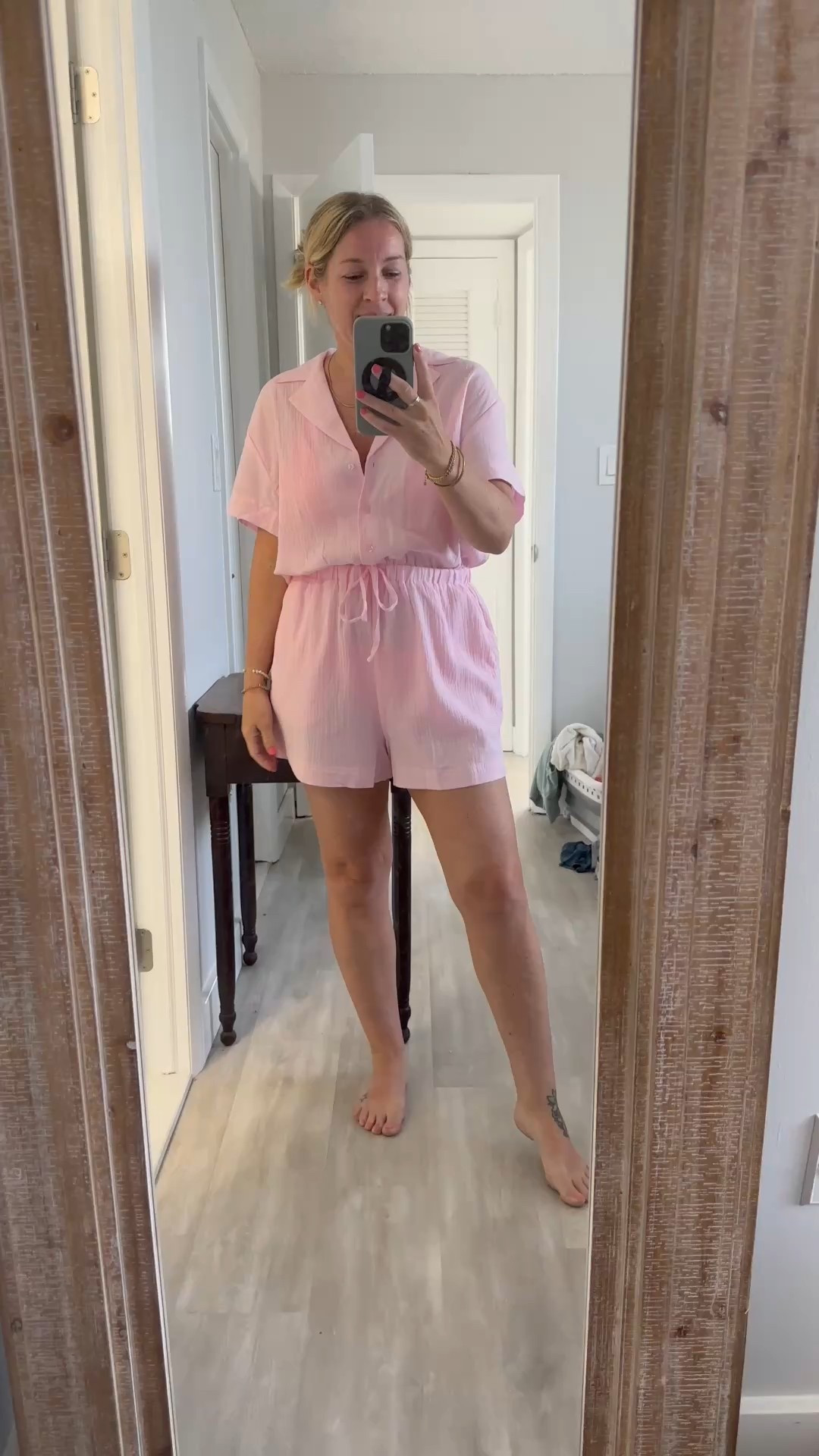 Medium everything! How cute is this romper??? Airy gauzy material. Perfect for the beach or pool. Bathing suit is comfy but bit cheeky. I rocked it unapologetically but ya know 🥴 great padding and lining and support up top. Some 🐪 toe but whatevaaaaaa

**can’t find the frickin romper so I linked the same top and shorts for the look; stay tuned**

#LTKSwim #LTKTravel #LTKWatchNow