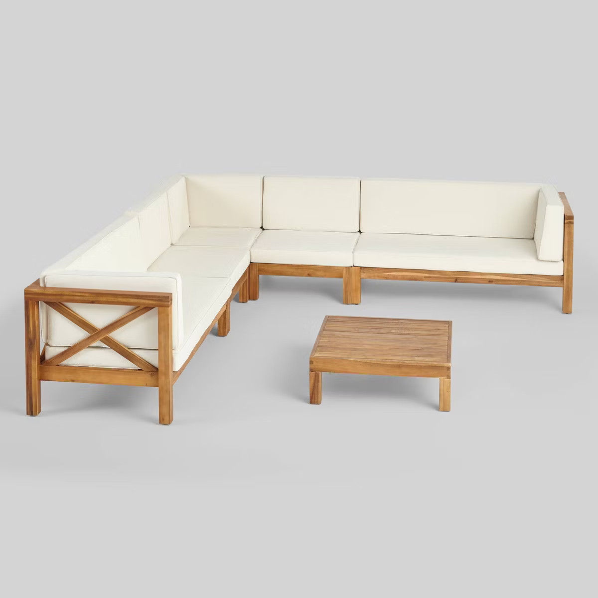 Brava 6pc Acacia Wood Sectional Patio Seating Set - Christopher Knight Home | Target