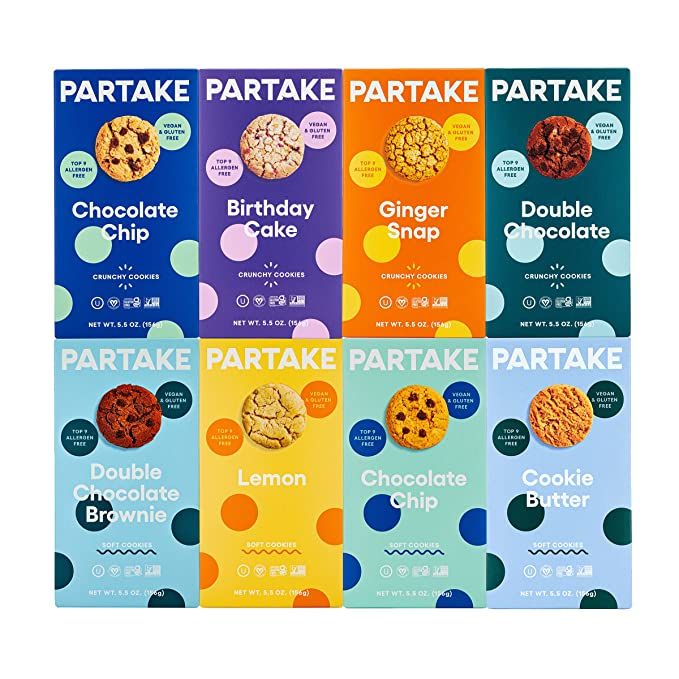 Partake Foods Soft-Baked & Crunchy Vegan Cookies – 8 Box Variety Pack | Vegan, Gluten Free, All... | Amazon (US)