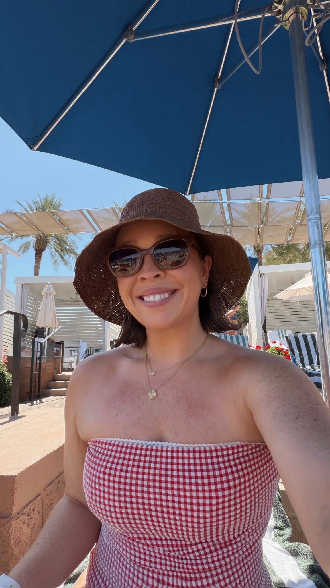 Pool Day Vacation Outfit ☀️ Midsize Swim | Wearing a Large in the bathing suit | size 10 | M\L | 5’4” 

#LTKTravel #LTKSwim #LTKMidsize