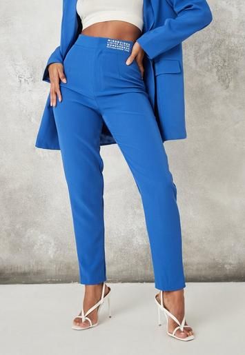 Tall Blue Co Ord Missguided Cigarette Pants | Missguided (US & CA)