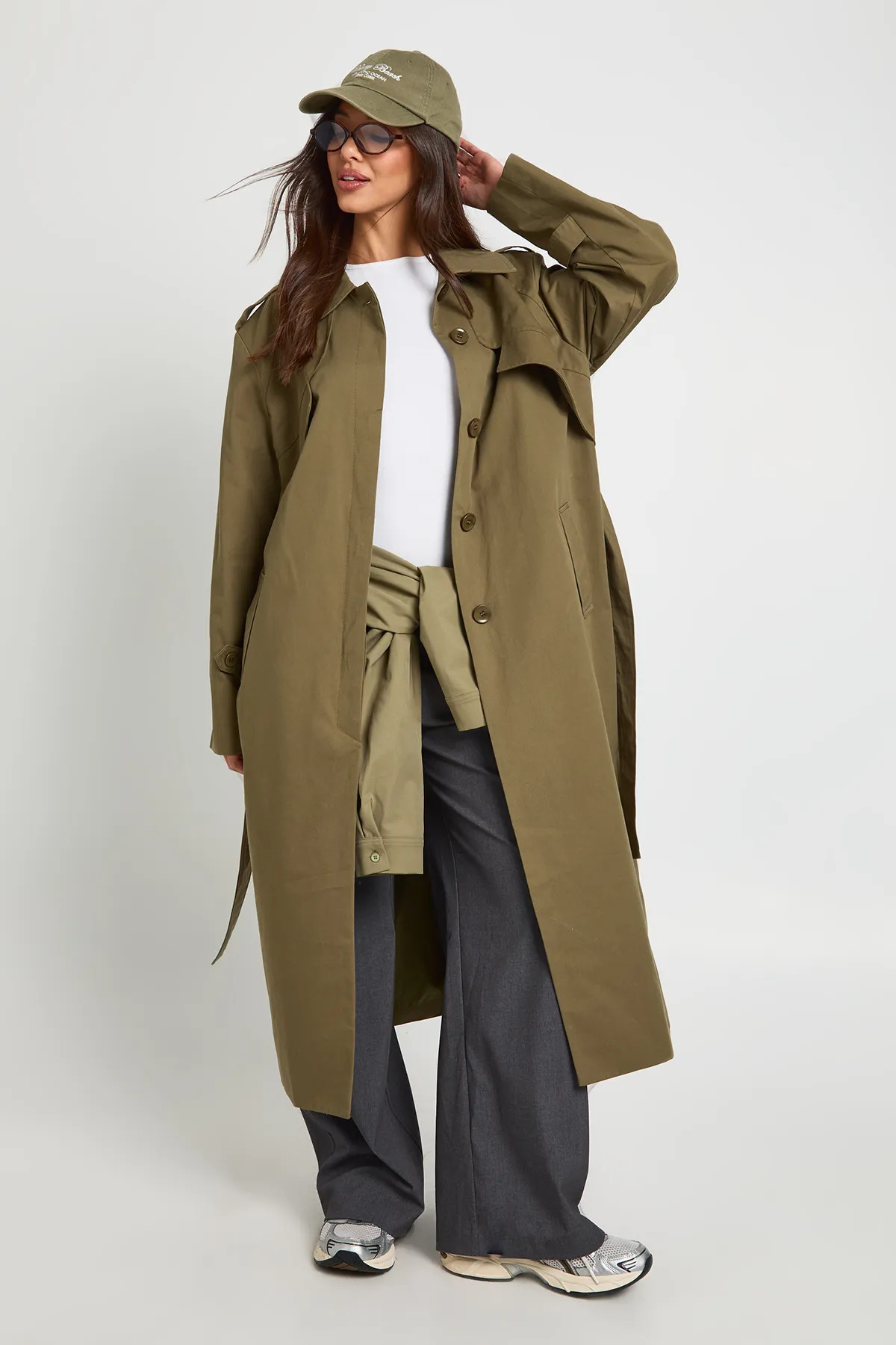 Oversized Belted Trench Coat | boohoo (US & Canada)