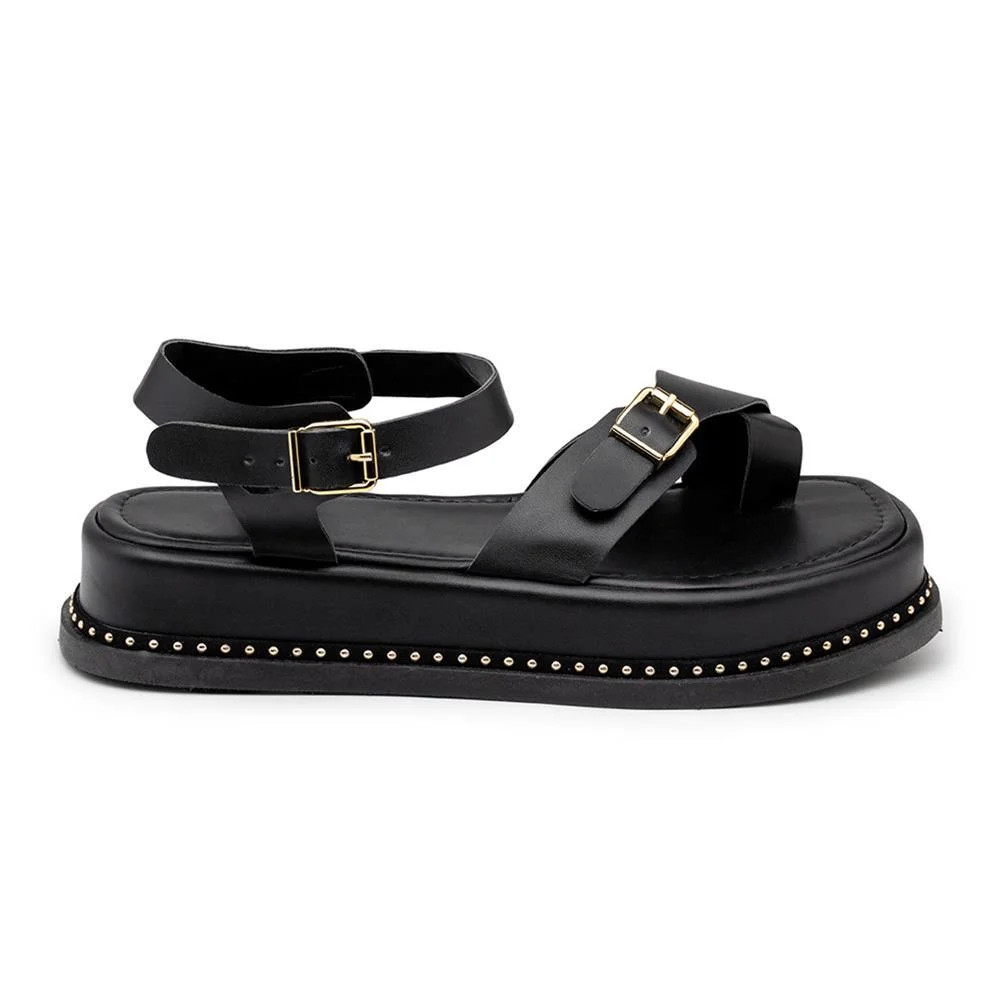Papete Sandália Feminina Flatform Plataforma Tiras Fivela Preto - Lojas Renner | Renner (BR)