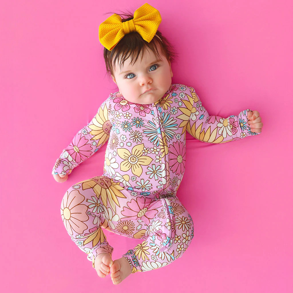 Floral Pink Long Sleeve Presley Pink Convertible One Piece | Posh Peanut® | Posh Peanut